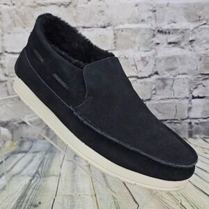 Sperry Top-Sider Moc-Sider Shoes Women 7.5 Black Suede Faux Fur Lined Slip On